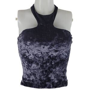Intimately Free People Blue High Neck Stunning Velvet Tank XS